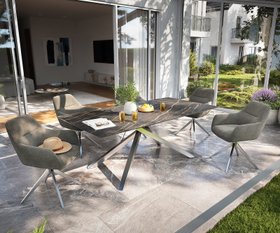 Outdoortisch Edge 200x100 cm Keramik Laminam® Noir Desir Braun Kreuzgestell Rechteck Schwarz