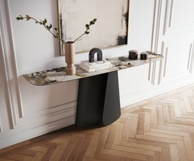 Konsolentisch Edge Boot 180x40 Cm Keramik Patagonia Poliert Livos Metall Schwarz