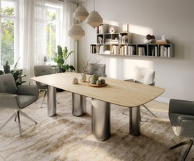 Esstisch Edge Boot 260x120 Cm Keramik Laminam Sabbia Eichefarbig Pilier Edelsta