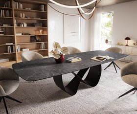 Esstisch Edge Boot 240 300x120 Cm Keramik Laminam   Nero Greco Anthrazit Infinity Metall Schwarz Ausziehbar
