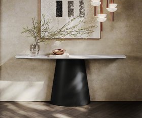 Konsolentisch Edge Boot 180x40 Cm Keramik Laminam   Statuarietto Weiss Conos Metall Schwarz 1248x1041
