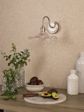 Hadano Wall Light Antique Chrome and Wavy Glass