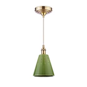 Allington Pendant Green and Matt Antique Brass
