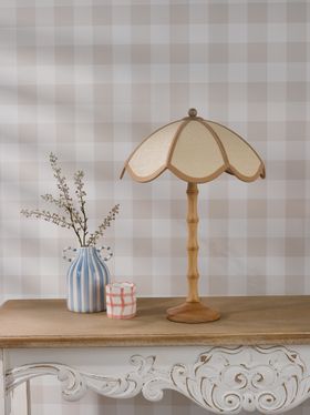 Giuliana 2 Light Table Lamp Wood with Rattan Shade