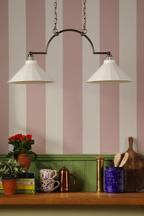 Lynton 2 Light Pendant Satin Bronze and Cream