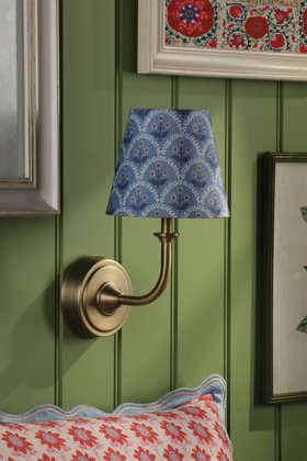Apsley Rechargeable Wall Light Matt Antique Brass and Blue With Shade LED
