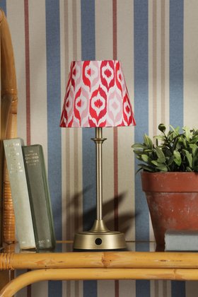Apsley Rechargeable Table Lamp Matt Antique Brass With Shade LED