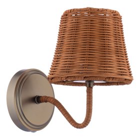Elcot Rechargeable Wall Light Satin Bronze With Rattan Shade LED