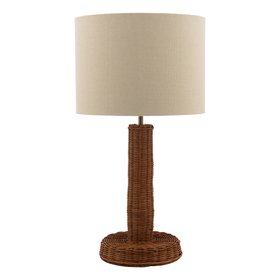 Portree Table Lamp Rattan and Satin Bronze With Shade