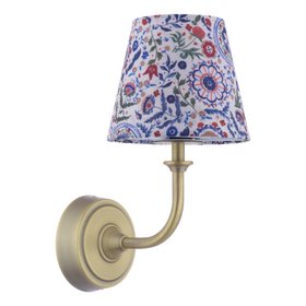Apsley Wall Light Matt Antique Brass and Multi Coloured With Shade LED