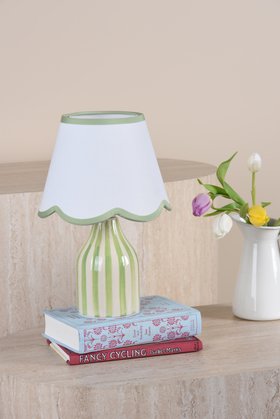 Aimee Twin Pack Table Lamp Green Ceramic With Shade