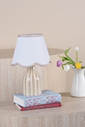 Aimee Twin Pack Table Lamp Taupe Ceramic With Shade