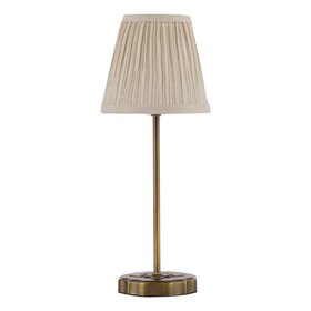 Adyara Twin Pack Table Lamp In Antique Bronze With Linen Pleated Shade