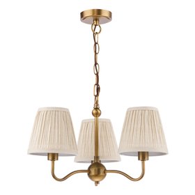 Elara 3 Light Pendant With Natural Linen Pleated Shade