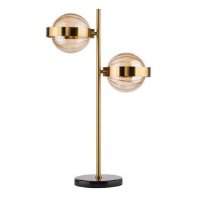 Ophira 2 Light Table Lamp In Antique Gold And Black Marble