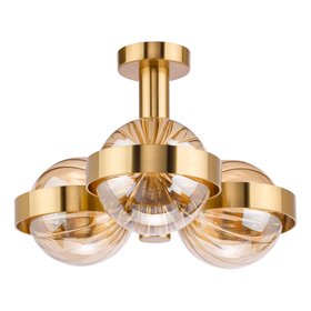 Ophira 3 Light Semi Flush In Antique Gold And Amber