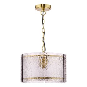 Yeva Pendant In Natural Brass And Smoked Glass