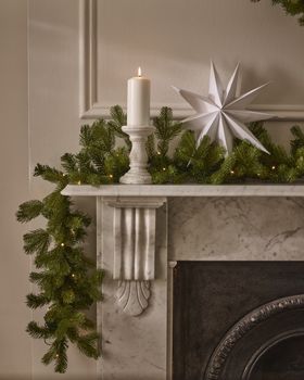 Pre-Lit Fake Fir Garland - 9 ft - Warm White Lights