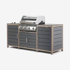 Savannah Modular Outdoor 4 Burner Kitchen Set In Birch