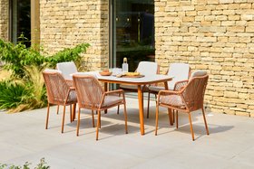 Olivia 6 Seat Rectangular Dining Set In Terracotta