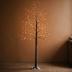 1.2m Frosted Red Berry Twig Tree