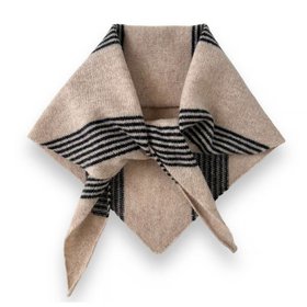 Triangle Scarf in Ecru with Navy ticking stripe