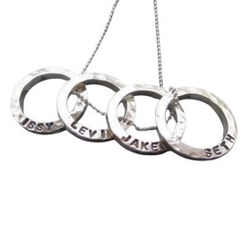 Personalised Mini Four Circles Silver Necklace