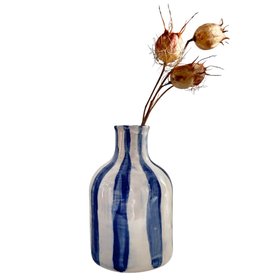 Cobalt Striped Ceramic Vase