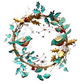 Copper, Gold and Brass Robin Christmas Wreath