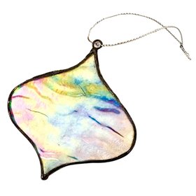 Set of two stained glass iridescent Christmas baubles