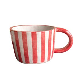 Hand Pinched Red Stripe Ceramic Mug