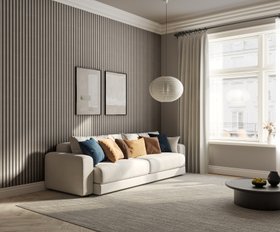 Trepanel® Texture Grey Taupe Woven Acoustic Wood & Felt Slat Panels