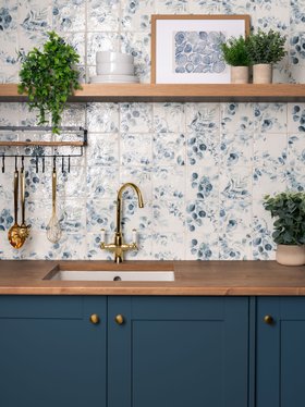 Lucy Blue Floral Gloss Patterned Porcelain Wall Tiles From Walls And Floors