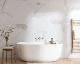 Trepanel Aqua Luxe® Bold Carrara Marble Effect Satin Embossed SPC Wall Panel