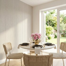 Trepanel® All White on White Felt Acoustic Wood Slat Panels