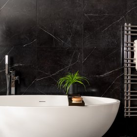 Trepanel Aqua Luxe® Black Marble Effect Embossed Satin SPC Wall Panel 4 Pack