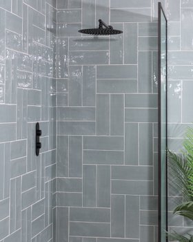 Rustic Cedar Blue Ceramic Gloss Metro Wall Tiles