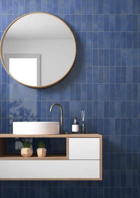 Bohemian Royal Blue Brick Effect Gloss Porcelain Wall Tile