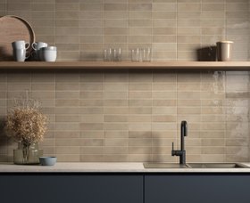 Bohemian Mink Taupe Brick Effect Gloss Porcelain Wall Tile