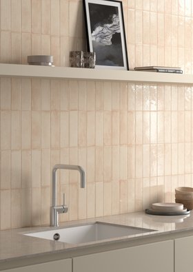 Bohemian Peach Brick Effect Gloss Porcelain Wall Tile