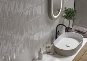 Gala Pearl Grey Scallop Art Deco Gloss Ceramic Wall Tiles