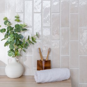 Bohemian Antique White Brick Effect Gloss Porcelain Wall Tile
