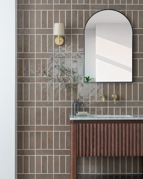 Bohemian Mink Taupe Brick Effect Gloss Porcelain Wall Tile