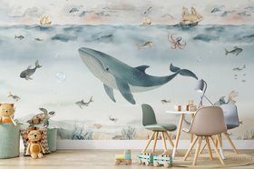 Gentle Ocean Playroom Mural by Elena Pavlova at Wallsauce