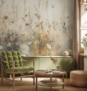 Distressed Bright Florals II Wall Mural by Rafal Kulik at Wallsauce