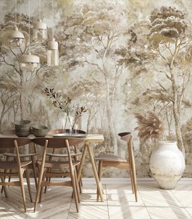 Antique Woodland Landscape Mural by Edina Jeremcsuk at Wallsauce