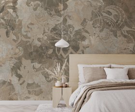 Abstract Neutral Botanical Mural by Edina Jeremcsuk at Wallsauce