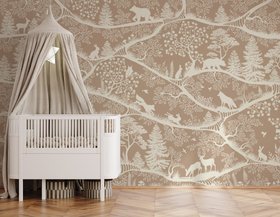 Nordic Nature Brown White Mural by Oliver Robins at Wallsauce