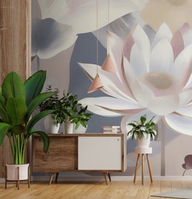 Dance of Lotuses Floral Mural by Marina Stupakova at Wallsauce