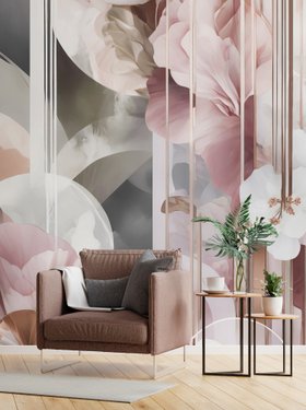 Architecture of Nature Abstract Floral Mural by Marina Stupakova at Wallsauce